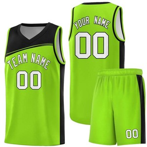 Ensemble de maillots de basket-ball unisexe noir et jaune, col en V, sans manches, en maille sublimée respirante, taille élastique, nom de l'équipe adulte 00 - Product Image 4