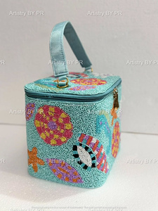 Handmade Beaded <b>Makeup</b> Bag Embroidered <b>Makeup</b> Bag Travel <b>Vanity</b> Box Zipper Organizer Luxury Toiletry Storage <b>Case</b> Beach Theme - Product Image 5