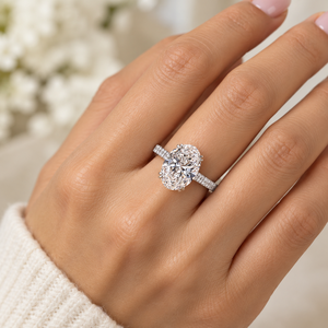 Top Quality Oval Round Lab Grown Diamond Halo Pave Engagement <b>Ring</b> 9K 10K 14K 18K Solid <b>Gold</b> Platinum Fine Jewelry Wedding <b>Ring</b> - Product Image 5
