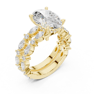 Anillo de Compromiso Ovalado Bloom con Diamantes para Mujer, Oro 10k/14k/18k/Plata de Ley, Doble Banda, Joyería Fina con Diamantes Cultivados en Laboratorio - Product Image 5