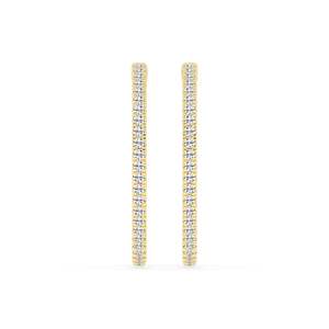 Pendientes de Aro Delicados de Oro Blanco de 24mm con Diamantes de Laboratorio de Corte Redondo de 1.8mm con Engaste Pavé para Mujer, Joyería de Lujo al por Mayor 2026 - Product Image 3