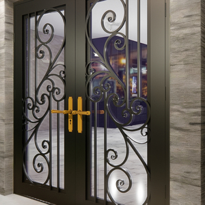 Puertas de hierro de alta calidad para uso residencial, elegantes puertas de entrada exteriores con diseños metálicos artísticos para fachadas modernas. - Product Image 2