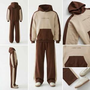Custom Unisex Plus Size Hoodie Tracksuit Set Solid Color Pullover Sweatshirt <b>Straight</b> <b>Leg</b> <b>Pants</b> Winter Casual Wear 100% Cotton - Product Image 6