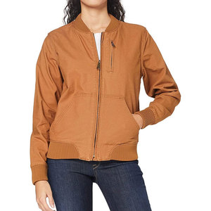 Women Bomber <b>Jacket</b> <b>Brown</b> Color Front Three Zip Pocket Blank Plus Size Training Wear Lightweight Breathable Comfortable Stylish - Product Image 6