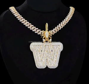 Mejor venta elegante VVS laboratorio cultivado oro blanco en capas letra colgante personalizado pieza de joyería para regalar cantidad a granel - Product Image 1