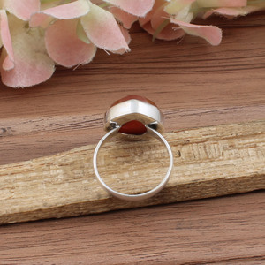 Wholesale Red Onyx Gemstone <b>Ring</b> Bezel Setting Sterling <b>Silver</b> Simple Minimalist Classic Wedding Engagement <b>Ring</b> - Product Image 3