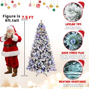 Albero di Natale Artificiale Premium 2,4m con 470 Luci Bianche Calde, Rami Misti 1793PE/PVC, Pieghevole a Cerniera, Decorazioni Natalizie - Product Image 2