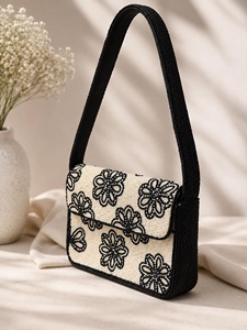 Artisan Hand-Beaded Linen Tropical Saddle Palm <b>Tree</b> Clutch <b>Bag</b> | Premium Embroidery Silk Screen Printed Waterproof Daily Use - Product Image 3