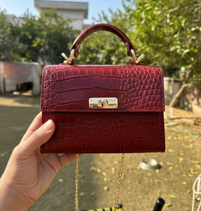 Sac à main de luxe pour femme en cuir de crocodile plaqué, sac bandoulière et pochette, sac à main en cuir d'alligator de haute qualité - Product Image 1