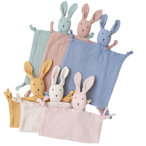 Couverture de sécurité en mousseline de coton biologique certifiée GOTS OEKOTEX 100% pour nouveau-né, motif tête de lapin et de lion, fabriquée au Vietnam - Product Image 4