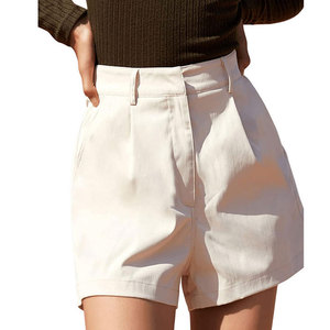 Wearpex Women's Summer Casual Solid Colors Mid Waist Wide Leg Shorts Pockets Breathable Quick Dry 100% Polyester <b>Drawstring</b> - Product Image 2