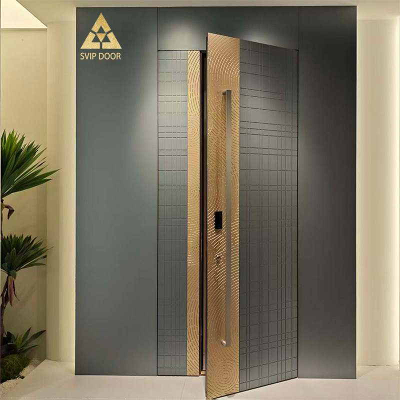 Modern Aluminum Alloy Front Entry Door Insulation Foam Anti-Theft Wrought Iron Commercial Use Hotel/Villa 5 Year Warranty · image 3