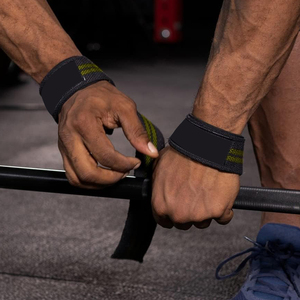 Sangles de musculation légères en coton noir et rouge, respirantes, pour la musculation, le soutien des poignets, fabrication OEM. - Product Image 6