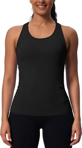 Camiseta de yoga sin mangas personalizada para niñas, con bajo curvo, corte lateral, largo extendido, de elastano/poliéster, elástica en cuatro direcciones, transpirable. - Product Image 5