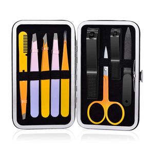 Kit de pédicure et manucure 9 pièces en acier inoxydable dans un étui noir 2026 Haute qualité en gros à bas prix - Product Image 1