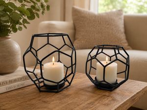 Luxury Handcrafted Matte Black Geometric Metal <b>Tea</b> Light Candle Holder Decorative Candle <b>Stand</b> for Home Decor Living Room - Product Image 3