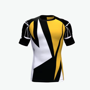 Rashguard personnalisé à manches courtes, coupe compressive OEM, haut de sport à séchage rapide, t-shirt d'entraînement par sublimation, fabriqué au Pakistan - Product Image 1