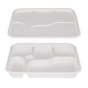 Barquette alimentaire écologique 8 compartiments avec couvercle, en bagasse de canne à sucre biodégradable, jetable, légère, étanche et compostable - Product Image 1
