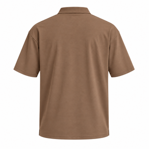 Polo à manches courtes pour homme, couleur unie blanc cassé, col boutonné, coupe classique - Product Image 2