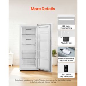 Congelatore Verticale Convertibile No-Frost da 17 Cu.Ft con Pannello di Controllo Temperatura, Allarme Apertura Porta Regolabile e Funzione di Regolazione Allarme - Product Image 5