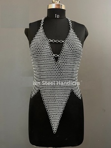 Conjunto de Vestido de Malla Metálica de Acero Inoxidable Hecho a Mano, Plateado, Estilo Armadura - Product Image 2