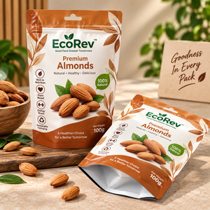 EcoRev Premium Almonds 100g Stand Up <b>Pouch</b> Natural Healthy Snack Food Grade Packaging - Product Image 1