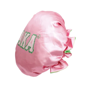 Gorro de Satén Rosa y Verde AKA, Gorro Protector de Cabello con Forro de Seda para Dormir, para Cabello Rizado Natural, Accesorio para el Cuidado del Cabello - Product Image 4