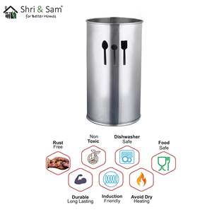 Porte-ustensiles en acier inoxydable avec design durable pour la cuisine ou la salle à manger - Product Image 2