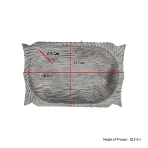 Cuenco hecho a mano de madera de mango Rectangular grande de lujo 2022 gris antiguo con textura interior portavelas nuevo multiusos - Product Image 2