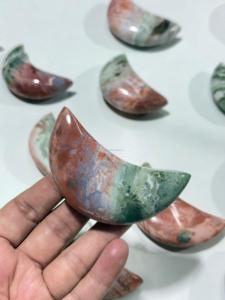 Pierre précieuse polie en jaspe licorne sculpté en forme de lune, cristal de guérison naturel Feng Shui, objet de collection, vente en gros - Product Image 2