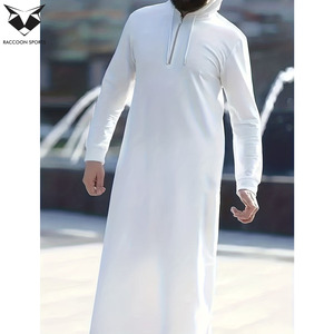 Wholesale <b>Men</b> Tech Thobes Comfortable Hooded Muslim <b>Thobe</b> Breathable Daily Wear Traditional Polyester Thobes and Turbans - Product Image 3