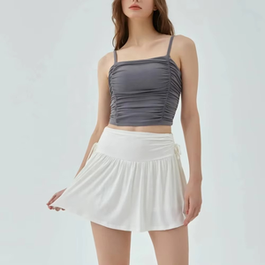 Women's 2026 Solid Tennis <b>Skirts</b> High Waist & <b>Elastic</b> Wideband Design 2in1 Pockets Shorts Sportswear Quick Dry Breathable - Product Image 5