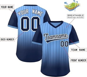 Maillot de baseball personnalisé à col en V, chemises de sport à rayures style hip-hop, nom et numéro personnalisés pour hommes/femmes/jeunes - Product Image 4