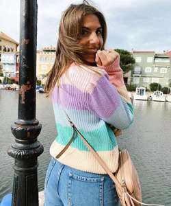 Suéter de Punto Casual de Moda Coreana para Mujer, Jersey de Cuello Redondo, Talla Única para Invierno y Verano, Hecho de Poliéster - Product Image 3