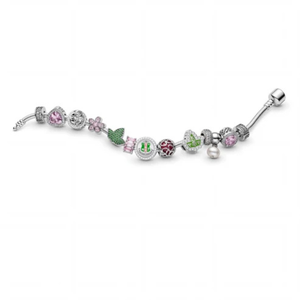   Bracelet à breloques de luxe pour femme, élégant, vert, rose et doré, bijou de mode, accessoire de poignet stylé - Product Image 1