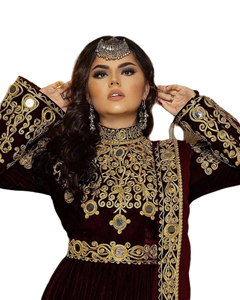 Elegant Afghan Kuchi Style Dress Featuring Heavy Hand Embroidery <b>Mirror</b> Work Statement Jewelry Ethnic Afghani Kuchi Dress - Product Image 6