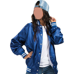 แจ็คเก็ตวาร์ซิตี้ ผ้าซาติน โพลีเอสเตอร์ สไตล์เรโทร ซิป ลำลอง บอมเบอร์ น้ำหนักเบา มีสไตล์ สตรีทแวร์ ใส่สบาย ใช้ได้ทุกวัน คลาสสิก สปอร์ต - Product Image 2