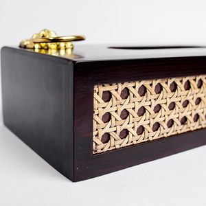 Contemporary Handmade Decorative Tissue Box and Holder with Rattan Insert for Home Hotel Restaurant - Product Image 2