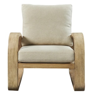 Fauteuil en teck massif de haute qualité avec bois naturel et coussin pour usage intérieur - Product Image 2