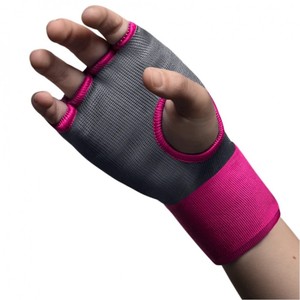 ถุงมือชกมวยแบบพันเร็ว สำหรับ MMA มวยไทย ฝึกซ้อม ชกต่อย สีเทา พร้อมสายรัดข้อมือและขอบสีชมพู - Product Image 6