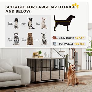 Cuccia per Cani Decorativa da Interno 46''L, Gabbia Rettangolare con Doppia Porta per Cani di Piccola e Grande Taglia, Capacità 88 lb, Misura XL - Product Image 4