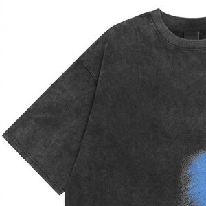 High Demands Custom Logo Men's Black <b>Acid</b> Wash T-shirts Cotton Short Sleeves Loose Quick Breathable <b>Drop</b> Shoulder Streetwear Men - Product Image 5