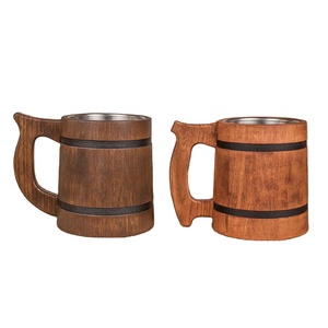 Taza de acero interior Natural de madera, producto único, taza de cerveza de tamaño personalizado con asa, uso de leche y jugo de café en casa - Product Image 1
