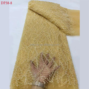 Tissu de dentelle perlée <span class=keywords><strong>DP38</strong></span> tissu de dentelle de tulle français pour robe de soirée de mariage - Product Image 4