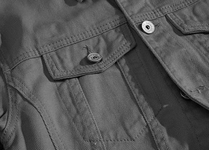 Veste en jean noire pour homme, col rabattu, décontractée, en coton délavé, coupe classique, effet usé et déchiré, style automne - Product Image 6