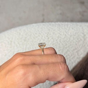 Engagement Ring Women's Emerald Cut Diamond 18K Solid Gold Prong Setting Classic Style - Product Image 2