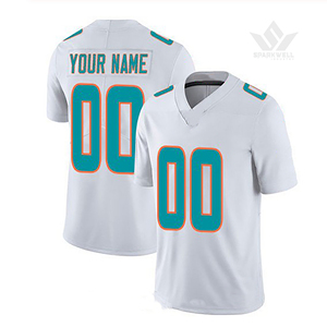Maillot de football personnalisé style Miami Dolphins pour homme, col en V, manches courtes, 100 % polyester, anti-humidité, taille adulte - Product Image 4