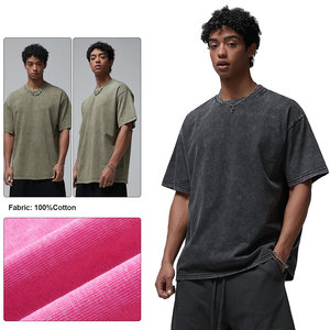Wholesale Custom 275gsm Blank Vintage high quality <b>t</b>-Shirts Distressed Oversized <b>T</b>-shirt for Men's 2026 - Product Image 2