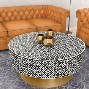 Mesa con Incrustaciones de Hueso de ILAHI, Diseño Moderno con Detalles de Ágata, Almacenamiento Portátil, Muebles para el Hogar - Product Image 5