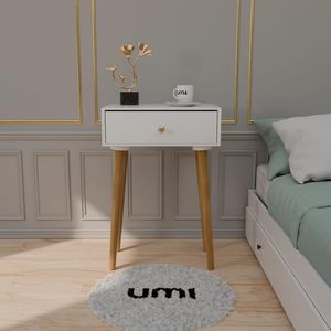 Modern Bedside <b>Table</b> with Solid Wood Legs, Minimalist and Practical End <b>Side</b> <b>Table</b> with Drawer <b>Storage</b>, Easy Assembly - Product Image 2